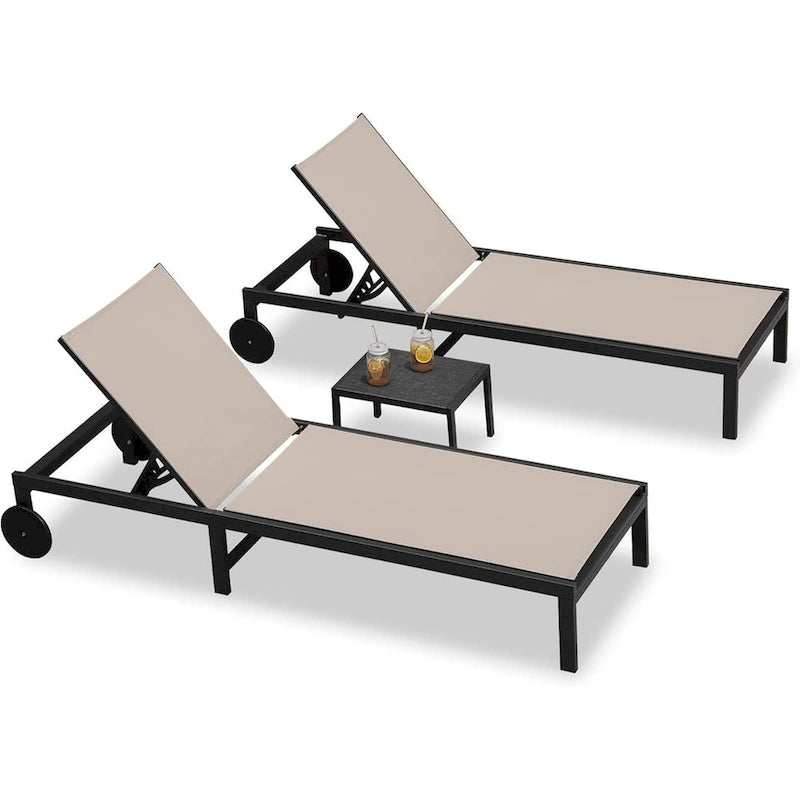 PURPLE LEAF Outdoor Tanning Lounge Chair Set with Face Hole Adjustable Reclining Chairs - N/A