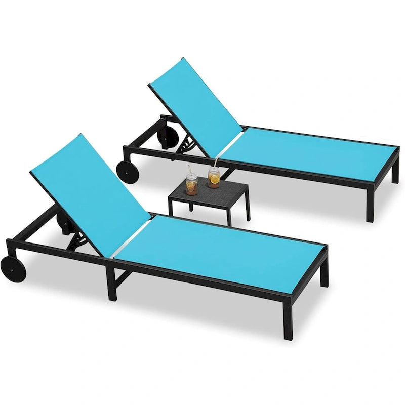 PURPLE LEAF Outdoor Tanning Lounge Chair Set with Face Hole Adjustable Reclining Chairs - N/A