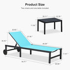 PURPLE LEAF Outdoor Tanning Lounge Chair Set with Face Hole Adjustable Reclining Chairs - N/A