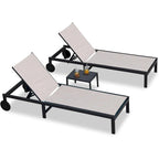 PURPLE LEAF Outdoor Tanning Lounge Chair Set with Face Hole Adjustable Reclining Chairs - N/A