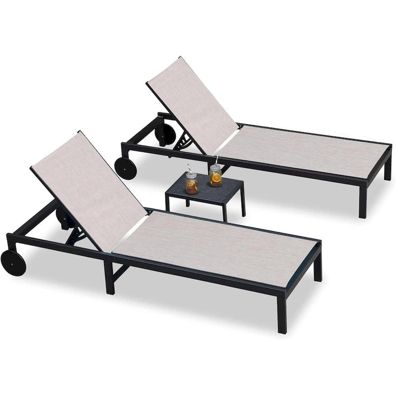 PURPLE LEAF Outdoor Tanning Lounge Chair Set with Face Hole Adjustable Reclining Chairs - N/A