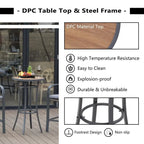 38.9 in. H Black Metal Bar Height Outdoor Dining Table Pub Table Patio Dining Table with Foot Pedals
