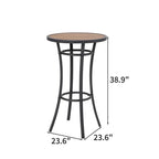 38.9 in. H Black Metal Bar Height Outdoor Dining Table Pub Table Patio Dining Table with Foot Pedals