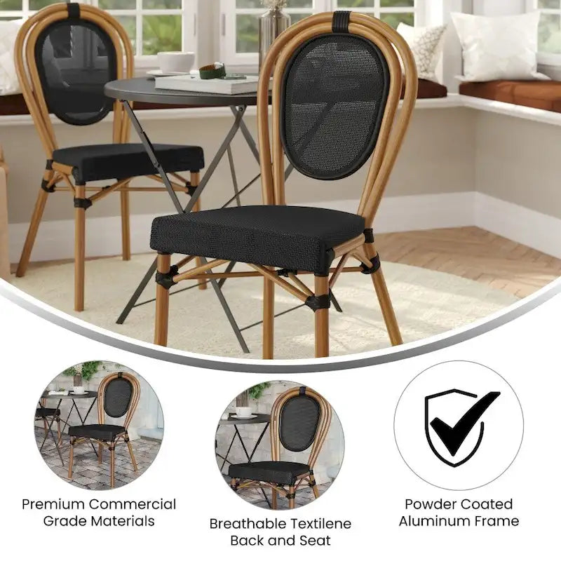 All-Weather Commercial Paris Chair with Metal Frame - N/A