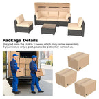 6-Piece Outdoor Patio Furniture Sets PE Rattan Daybed with Retractable Canopy