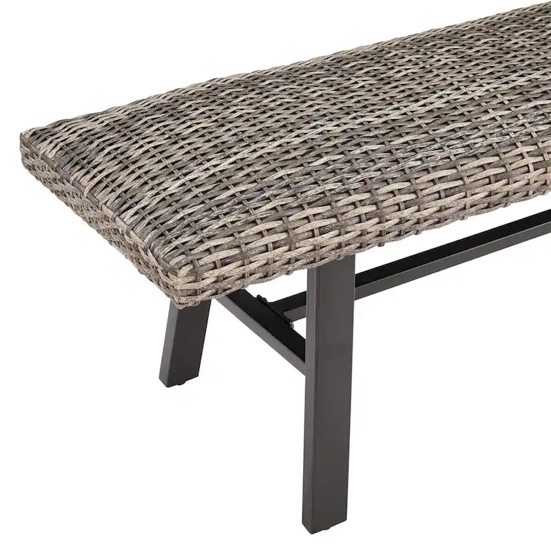 Outdoor/Indoor Dining Wicker Bench for Garden, Porch, Backyard