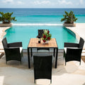 5-Piece Outdoor Patio Ding Set with 4 Chairs and Table, Wicker