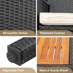 5-Piece Outdoor Patio Ding Set with 4 Chairs and Table, Wicker