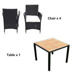 5-Piece Outdoor Patio Ding Set with 4 Chairs and Table, Wicker