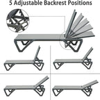 Patio Chaise Lounge Aluminum Chair w/ Adjustable Backrest (Set of 2)