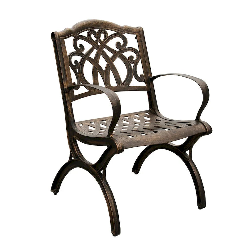 Ornate Traditional Outdoor Cast Aluminum Patio Dining Chair