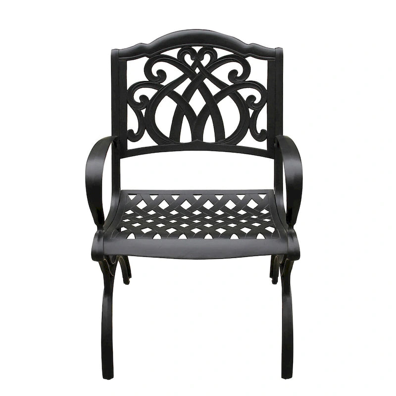 Ornate Traditional Outdoor Cast Aluminum Patio Dining Chair