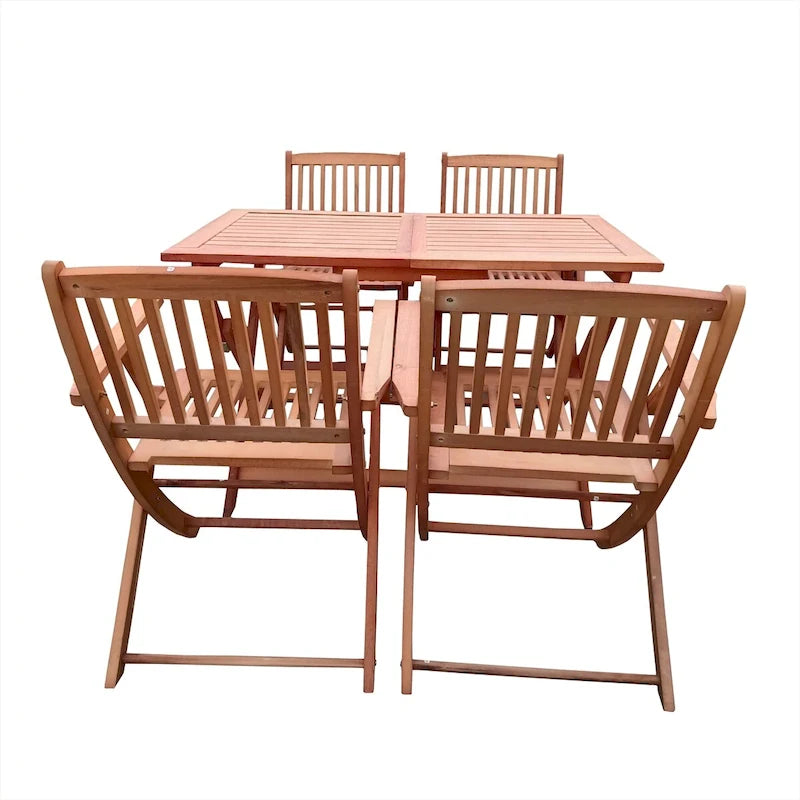 Foldable Patio Dining Set, 4 Folding Chairs & 1 Dining Table