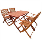 Foldable Patio Dining Set, 4 Folding Chairs & 1 Dining Table