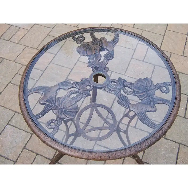 Lattice 3-piece Bistro Set with 24-inch Tempered Glass Top Table and 2 Chairs