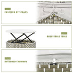 Outdoor Rattan Daybed Two-Tone Weave with Retractable Canopy and Removable Cushion