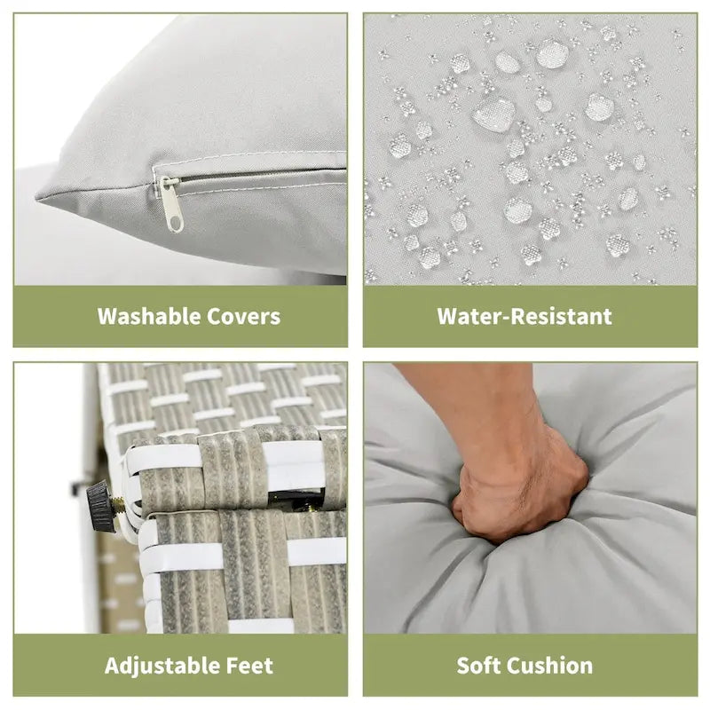 Outdoor Rattan Daybed Two-Tone Weave with Retractable Canopy and Removable Cushion