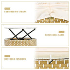 Outdoor Rattan Daybed Two-Tone Weave with Retractable Canopy and Removable Cushion