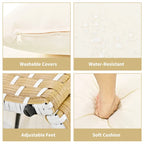 Outdoor Rattan Daybed Two-Tone Weave with Retractable Canopy and Removable Cushion