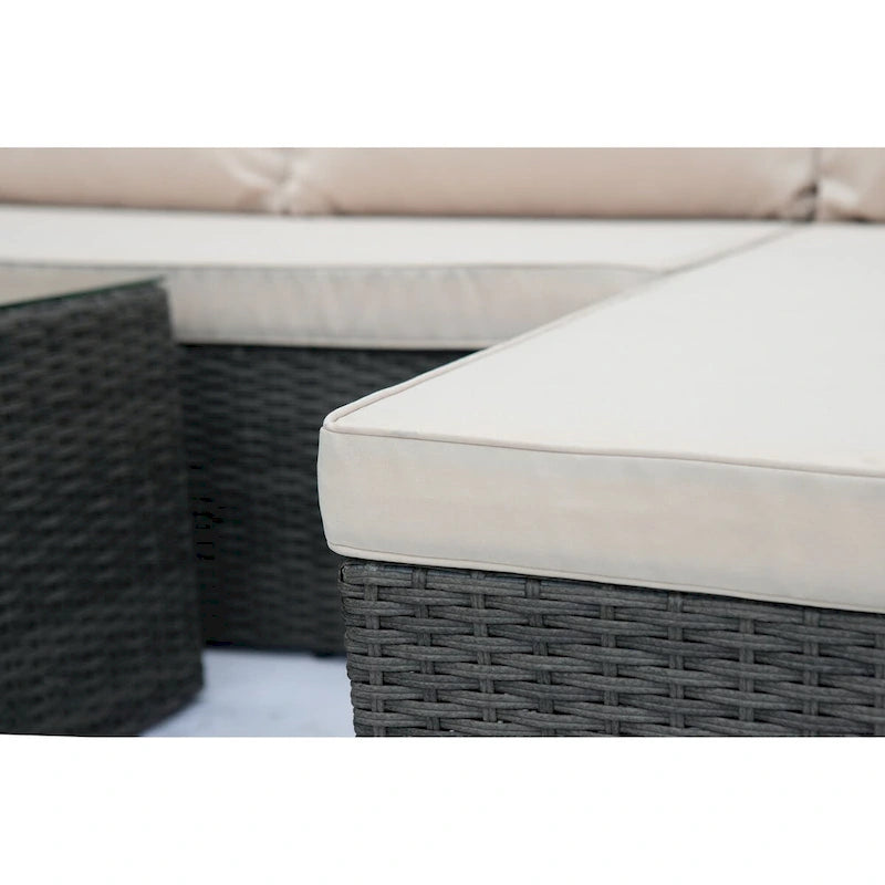 Maypex 3 PC Wicker Outdoor Corner Lounge Seating Set with Cushions