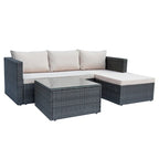 Maypex 3 PC Wicker Outdoor Corner Lounge Seating Set with Cushions