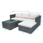 Maypex 3 PC Wicker Outdoor Corner Lounge Seating Set with Cushions