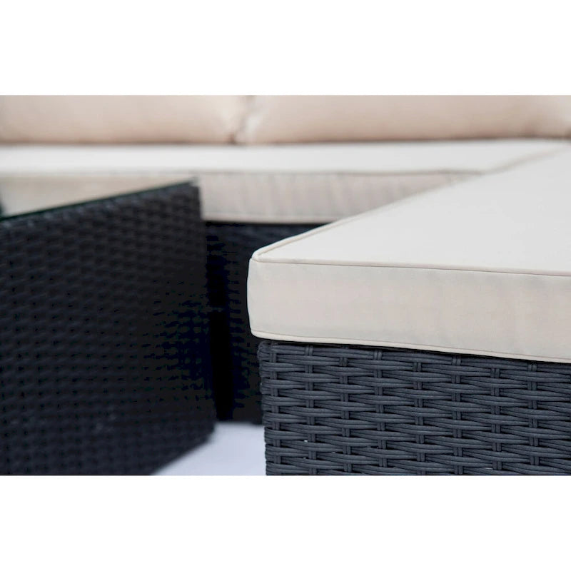 Maypex 3 PC Wicker Outdoor Corner Lounge Seating Set with Cushions