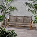 Patio Furniture Outdoor 3-Seater Sofa Wood and Wicker by Christopher Knight Home