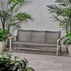 Patio Furniture Outdoor 3-Seater Sofa Wood and Wicker by Christopher Knight Home