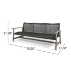 Patio Furniture Outdoor 3-Seater Sofa Wood and Wicker by Christopher Knight Home