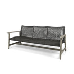 Patio Furniture Outdoor 3-Seater Sofa Wood and Wicker by Christopher Knight Home