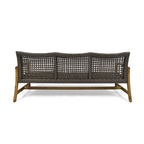 Patio Furniture Outdoor 3-Seater Sofa Wood and Wicker by Christopher Knight Home
