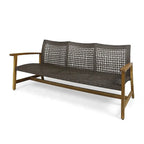 Patio Furniture Outdoor 3-Seater Sofa Wood and Wicker by Christopher Knight Home