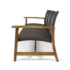 Patio Furniture Outdoor 3-Seater Sofa Wood and Wicker by Christopher Knight Home