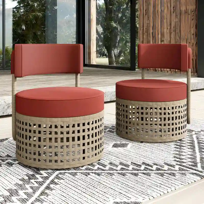 Corvus Donges 2-piece Patio Wicker Club Chairs with Sunbrella Cushions