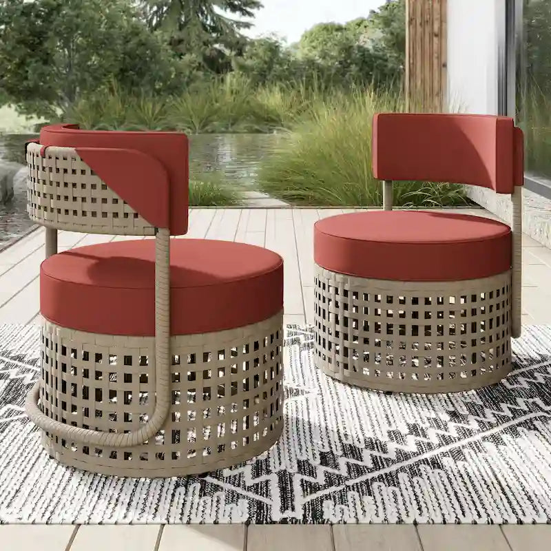 Corvus Donges 2-piece Patio Wicker Club Chairs with Sunbrella Cushions