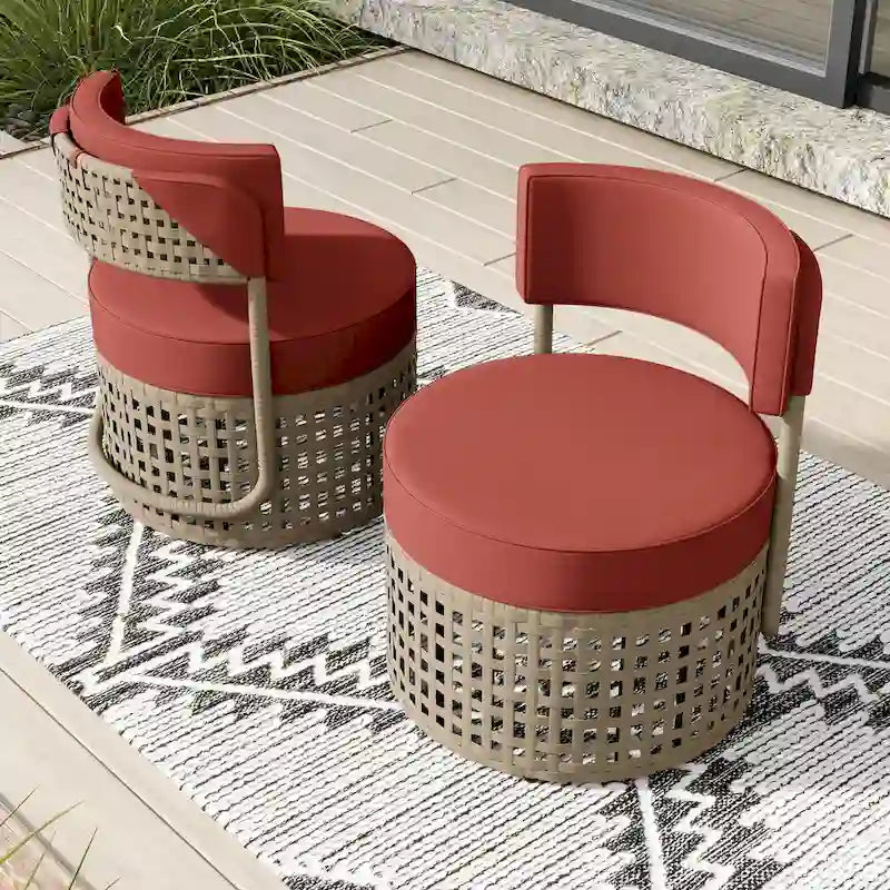 Corvus Donges 2-piece Patio Wicker Club Chairs with Sunbrella Cushions