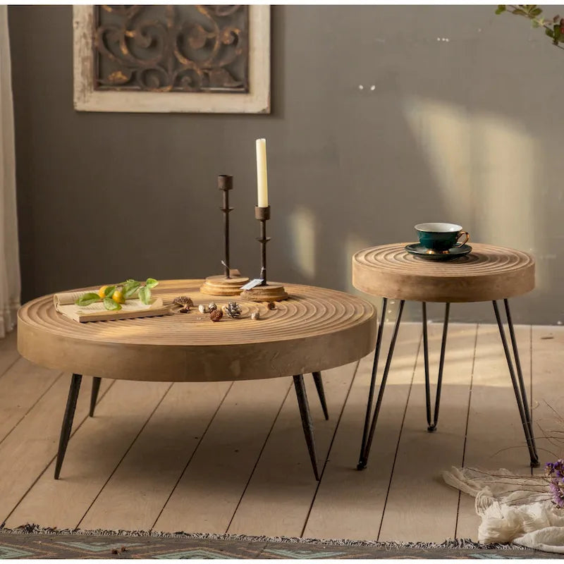 Round Natural Wood Coffee Table Stump Ring