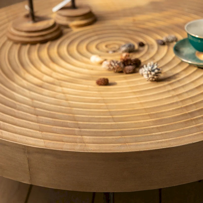 Round Natural Wood Coffee Table Stump Ring