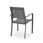 Outdoor Modern Aluminum Dining Chair with Mesh Seat (Set of 2), Gun Metal Gray and Dark Gray