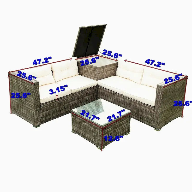 4-Piece Outdoor Patio Rattan Wicker Furniture Set with Comfortable Cushions