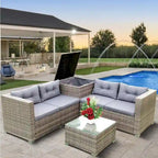 4-Piece Outdoor Patio Rattan Wicker Furniture Set with Comfortable Cushions