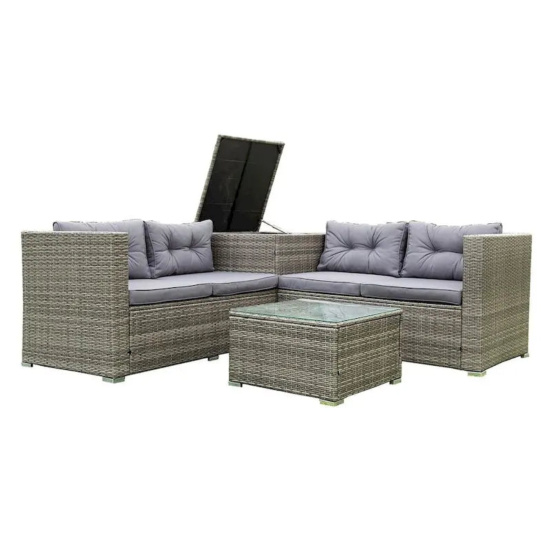 4-Piece Outdoor Patio Rattan Wicker Furniture Set with Comfortable Cushions