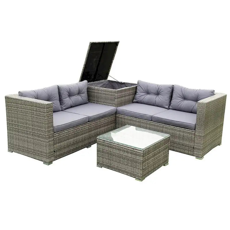 4-Piece Outdoor Patio Rattan Wicker Furniture Set with Comfortable Cushions