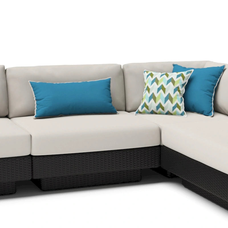 Portofino Comfort 5 Piece Sunbrella Outdoor Patio Sectional Fire Seating Set