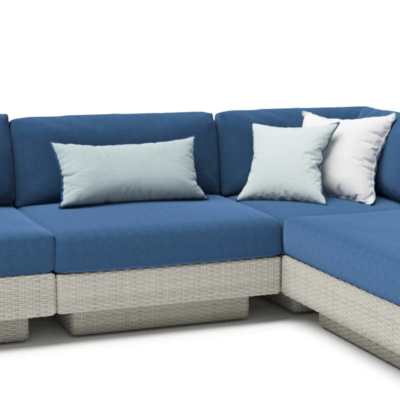 Portofino Comfort 5 Piece Sunbrella Outdoor Patio Sectional Fire Seating Set