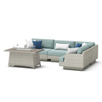 Portofino Comfort 5 Piece Sunbrella Outdoor Patio Sectional Fire Seating Set