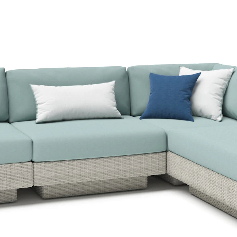 Portofino Comfort 5 Piece Sunbrella Outdoor Patio Sectional Fire Seating Set