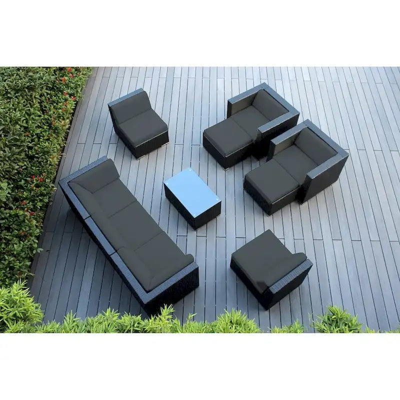 Ohana Black Wicker Outdoor 10-piece Conversation Set - No Assembly