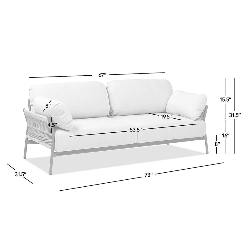 Jasper 73 Wicker Outdoor Patio Sofa with Cushions